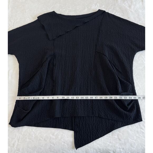 Moonlight Y & S Fashion Design Size M Black Tunic Top Crinkle Button Back Artsy - Picture 9 of 9